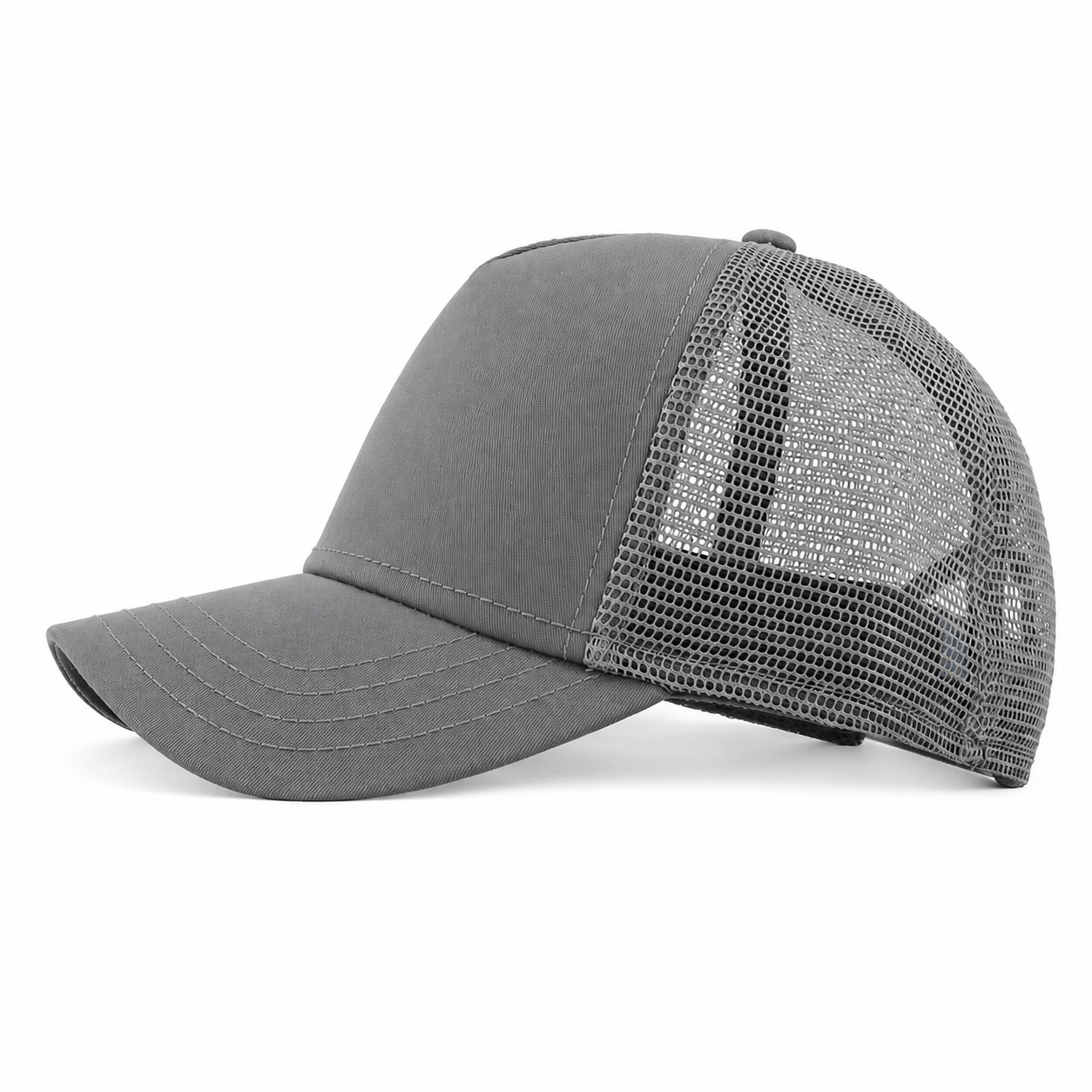 Light Gray 5-panel mesh trucker rear view